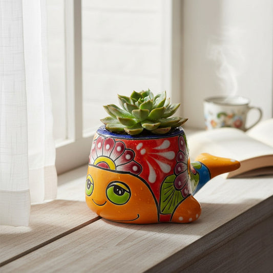 Talavera Whale Planter | Colorful Small Mexican Animal Pot