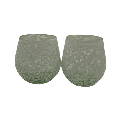 White Pebbled Wine Glass | Hand-Blown Mexican Stemless Glassware