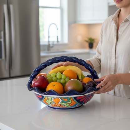 Talavera Fruit Basket | Colorful Hand-Painted Centerpiece