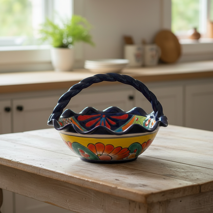 Talavera Fruit Basket | Colorful Hand-Painted Centerpiece