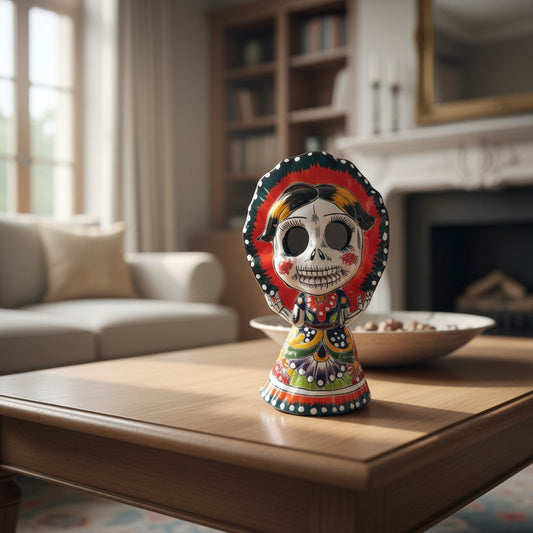 Talavera Skeleton Woman | Day of the Dead Figurine in Traditional Dress