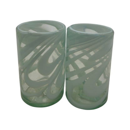 White Swirl Hand-Blown Mexican Glass | Artisan Drinkware