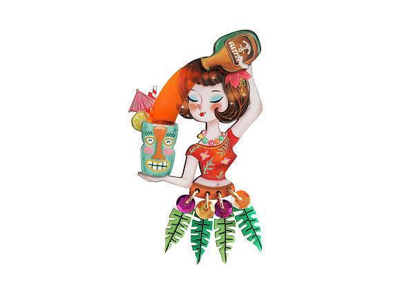 Tiki Waitress Brooch by Laliblue