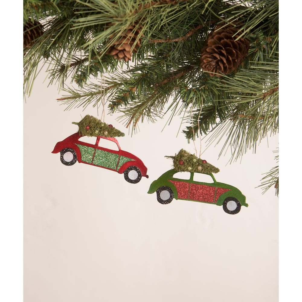 Tin Punch Buggy with Tree Ornament Set of 2 by Bethany Lowe Designs Quirks!
