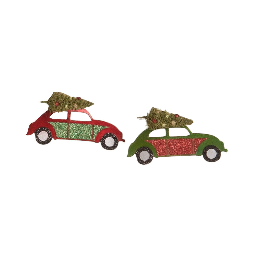 Tin Punch Buggy with Tree Ornament Set of 2 by Bethany Lowe Designs Quirks!