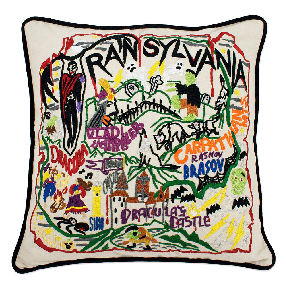 Transylvania Halloween Hand-Embroidered Pillow Quirks!