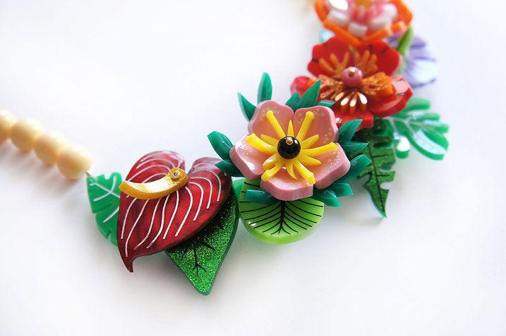 Tropical Flowers Necklace by Laliblue