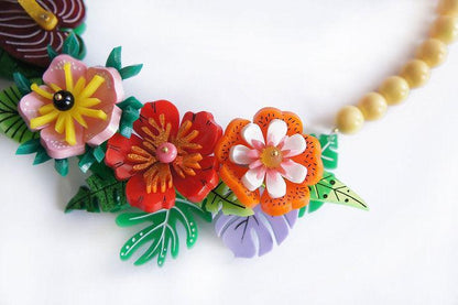 Tropical Flowers Necklace by Laliblue