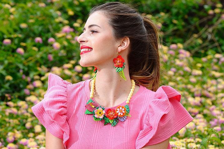 Tropical Flowers Necklace by Laliblue