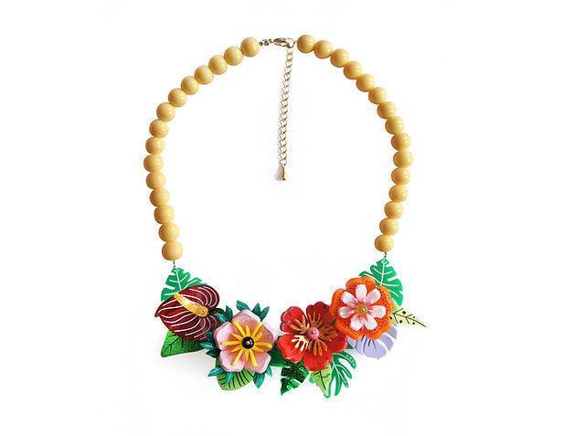 Tropical Flowers Necklace by Laliblue