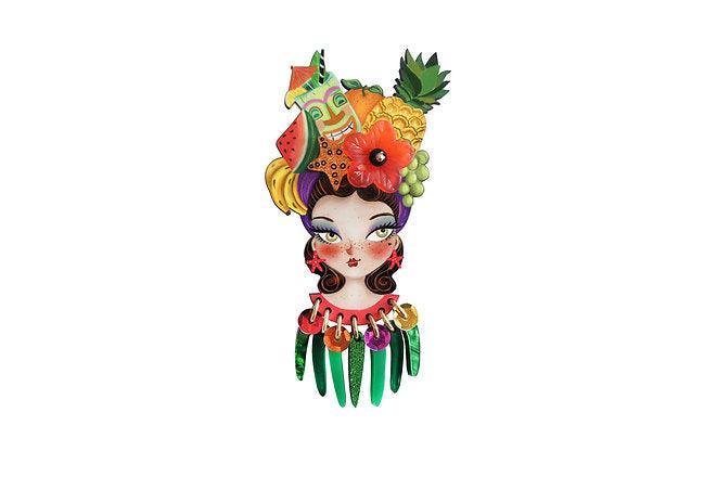 Tropical Tiki Girl Brooch by Laliblue