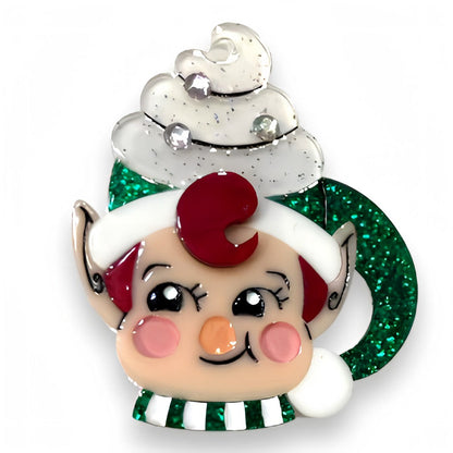 Jolly Jingler Mini Elf Mug Brooch by Lipstick & Chrome Quirks!