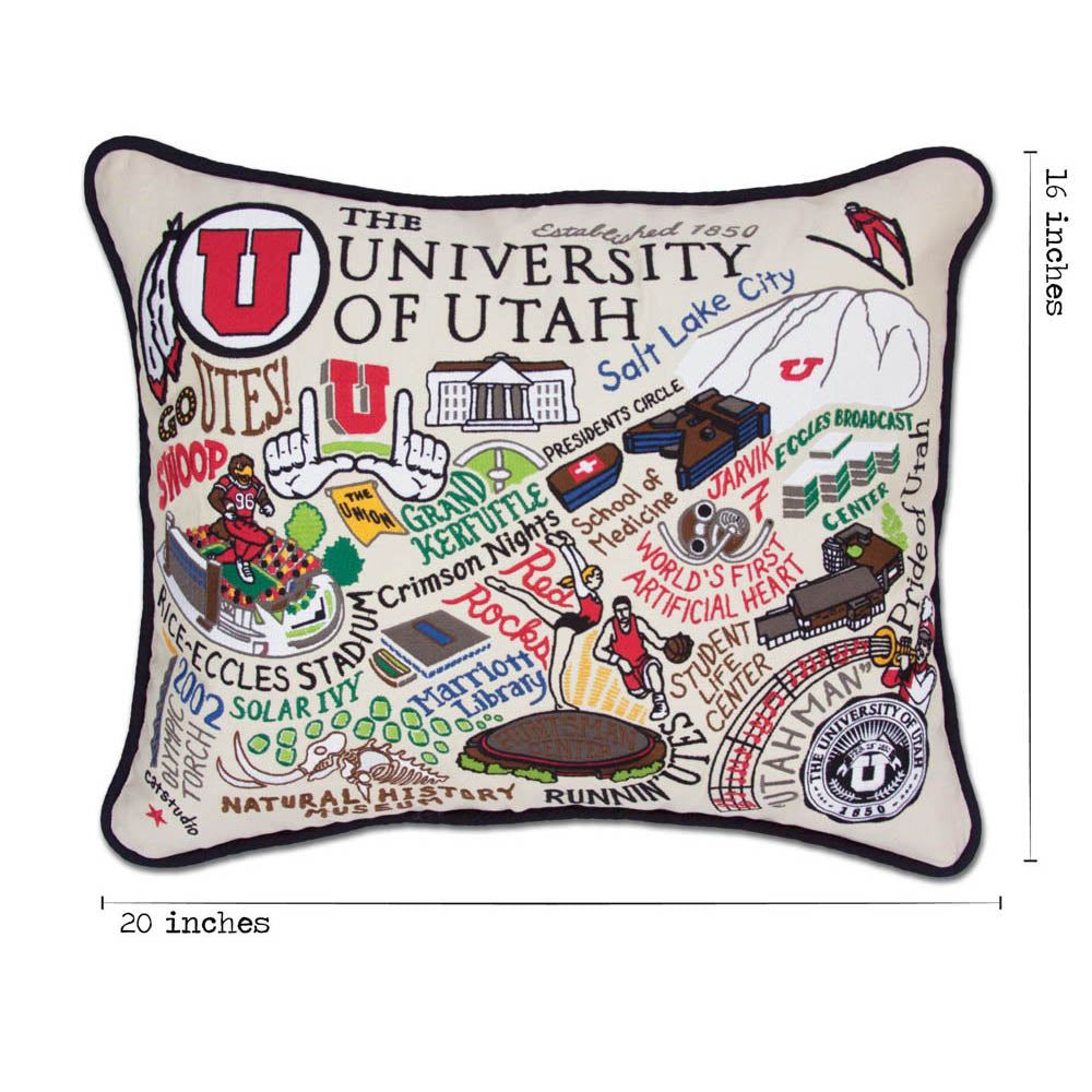 Utah, University of Collegiate Embroidered Pillow by CatStudio Quirks!