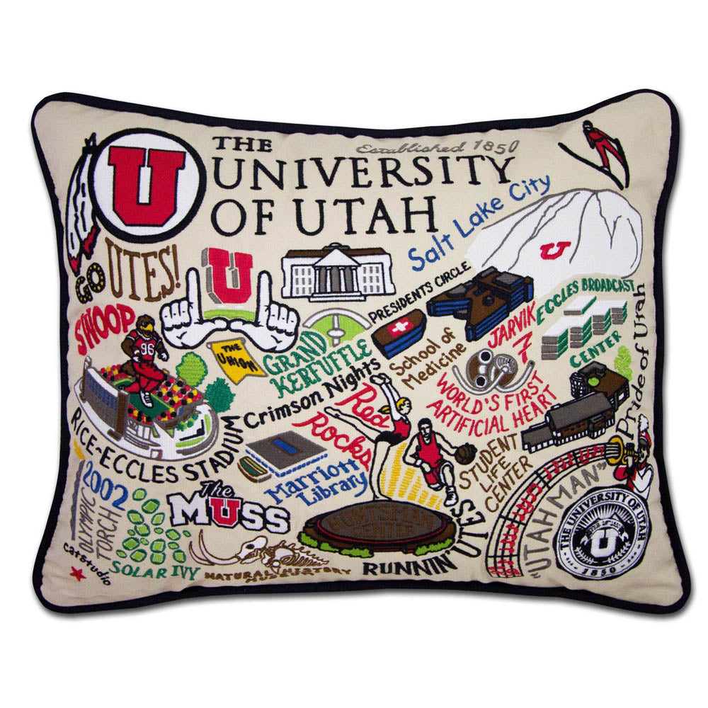 Utah, University of Collegiate Embroidered Pillow by CatStudio Quirks!