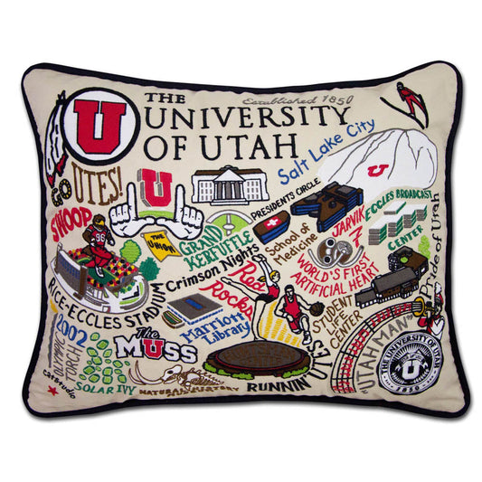 Utah, University of Collegiate Embroidered Pillow by CatStudio Quirks!