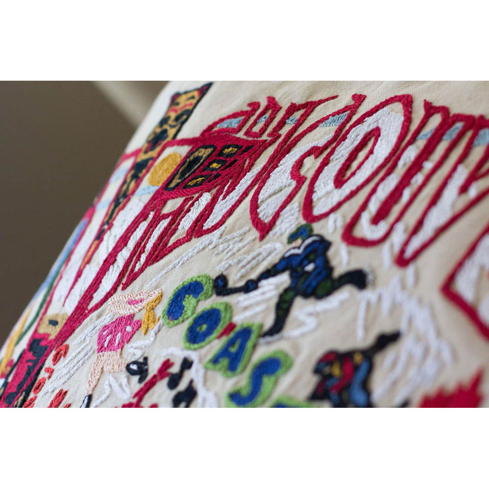 Vancouver Hand-Embroidered Pillow by CatStudio Quirks!