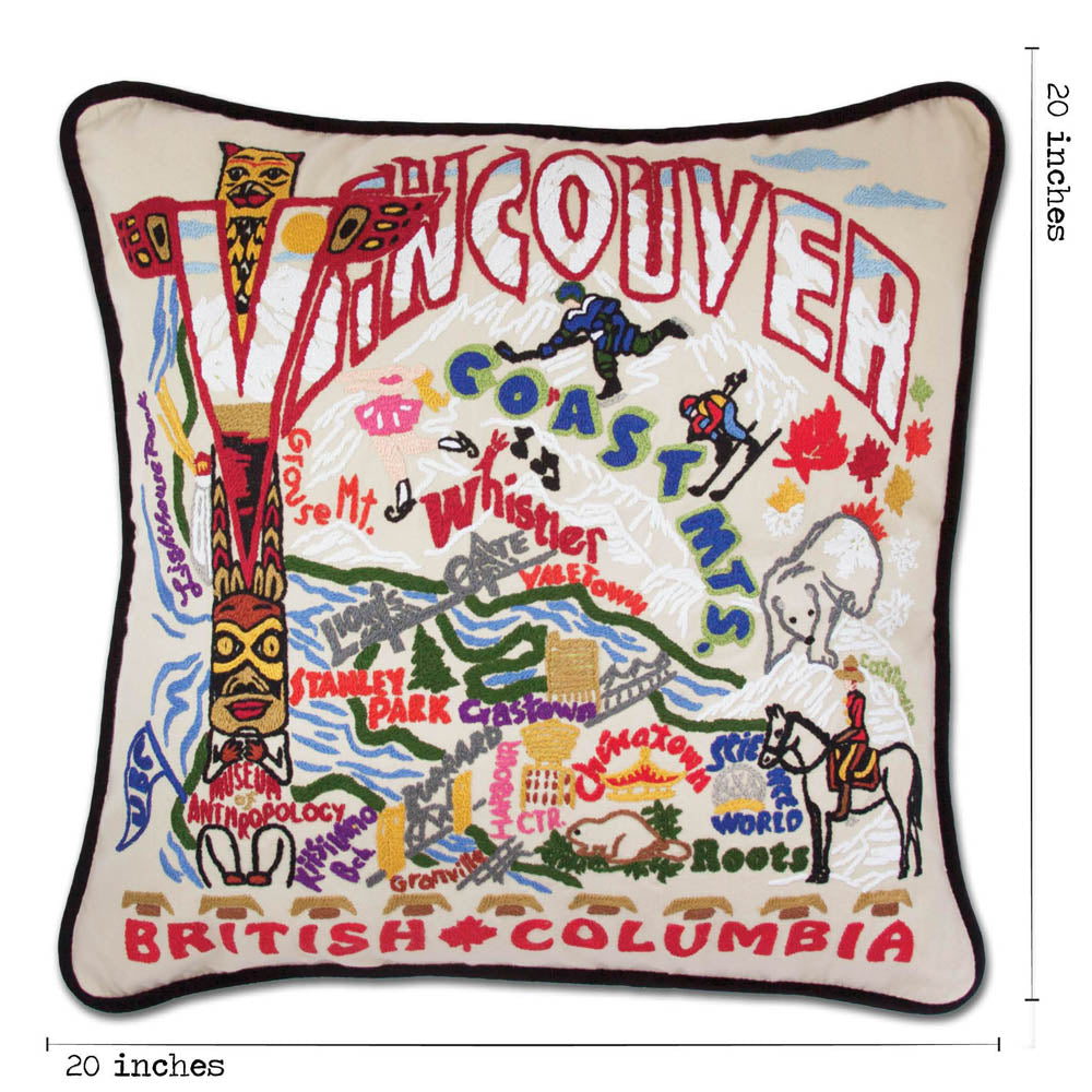 Vancouver Hand-Embroidered Pillow by CatStudio Quirks!
