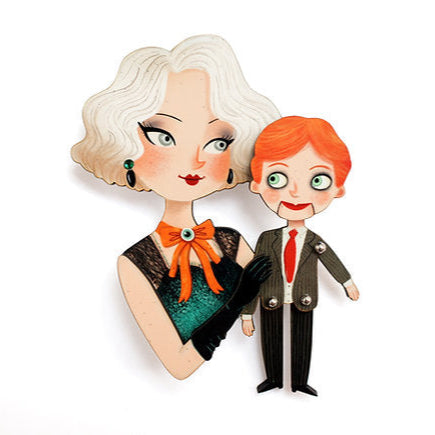 Ventriloquist and Her Puppet Brooch by Laliblue Quirks!