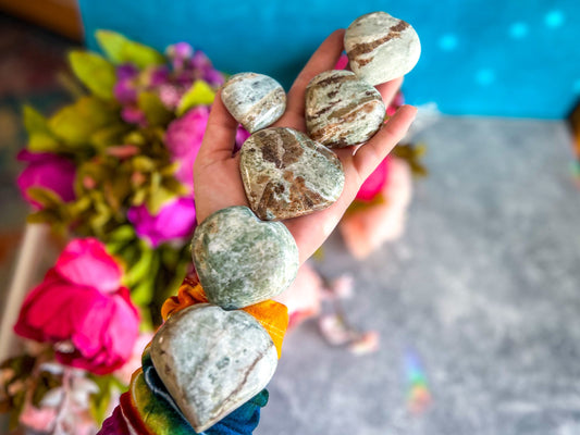 Vesuvianite and Garnet Heart, ethically sourced