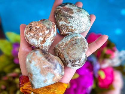 Vesuvianite and Garnet Heart, ethically sourced