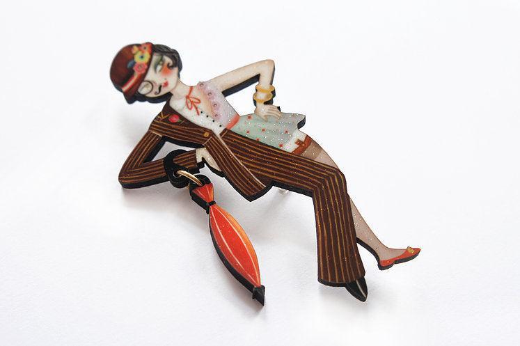 Victor Victoria Halloween Brooch by Laliblue