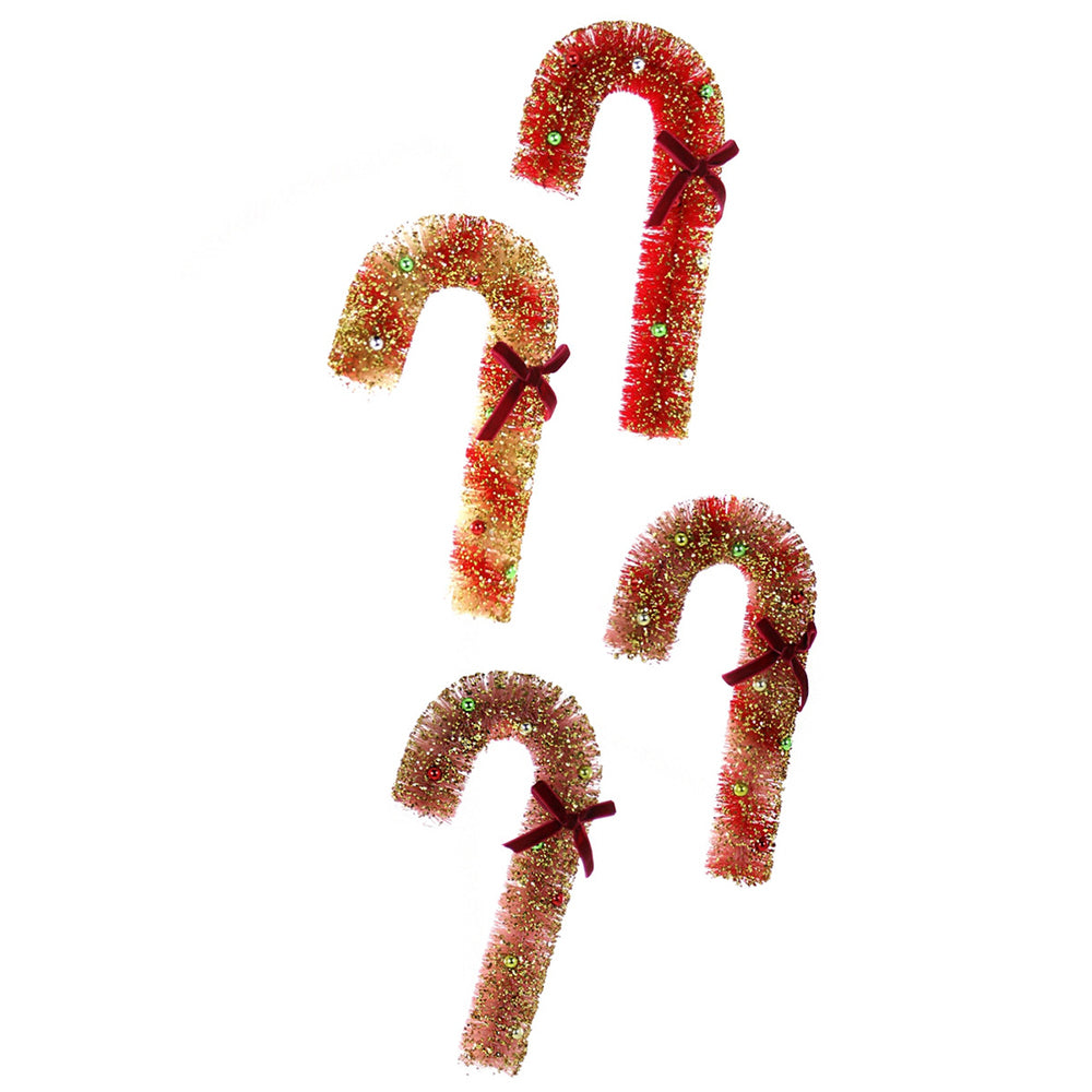 Vintage Brush Candy Canes 10" Set of 4 Asst Quirks!