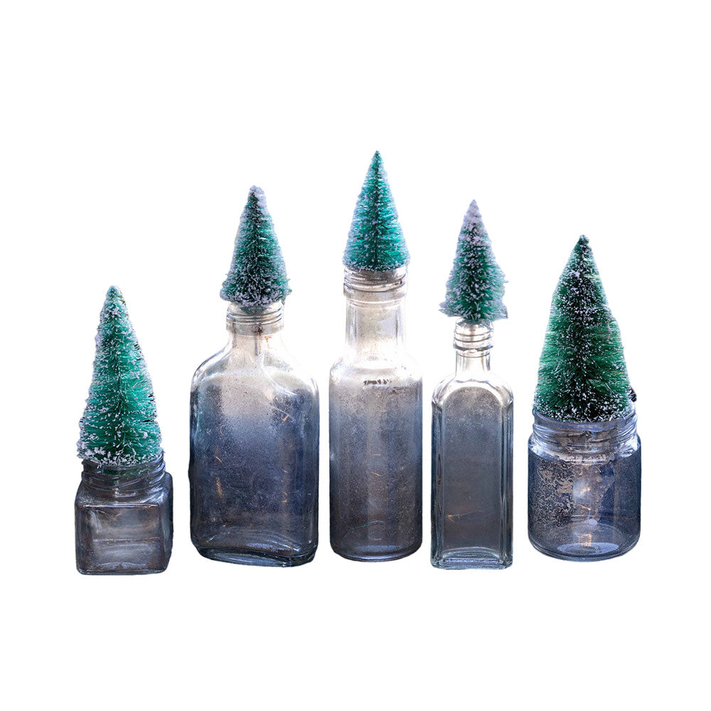 Vintage Mini Bottle Brush Tree Topped Bottles Quirks!