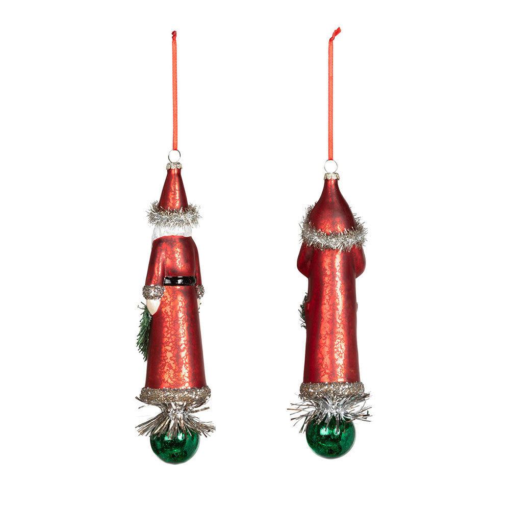Vintage St. Nick Glass Ornament Set of 2 Quirks!