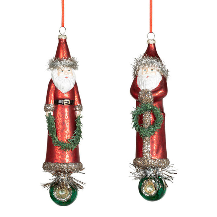 Vintage St. Nick Glass Ornament Set of 2 Quirks!