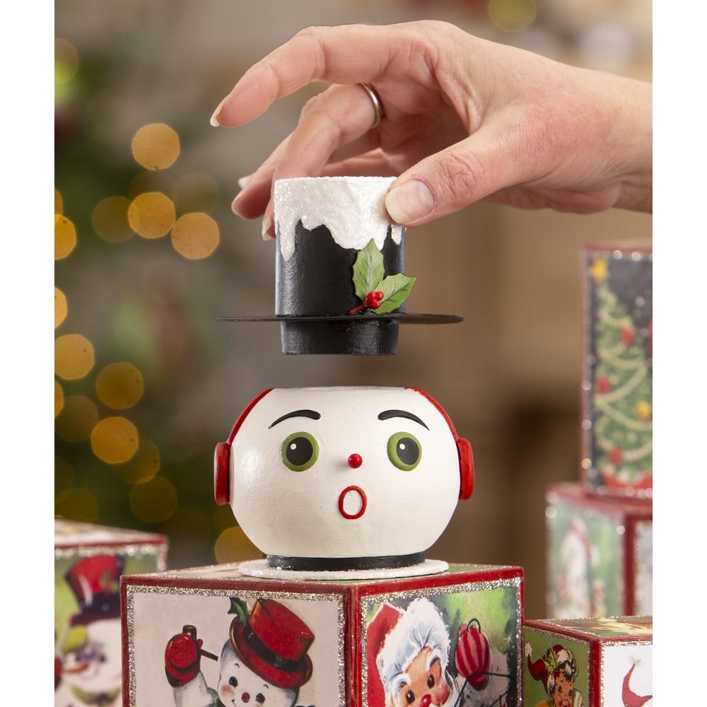 Vintage Surprised Snowman Container by Bethany Lowe Designs Quirks!
