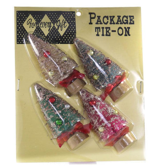 Vintage Bottlebrush Tree Package Tie-On - Multi Set/4 Quirks!