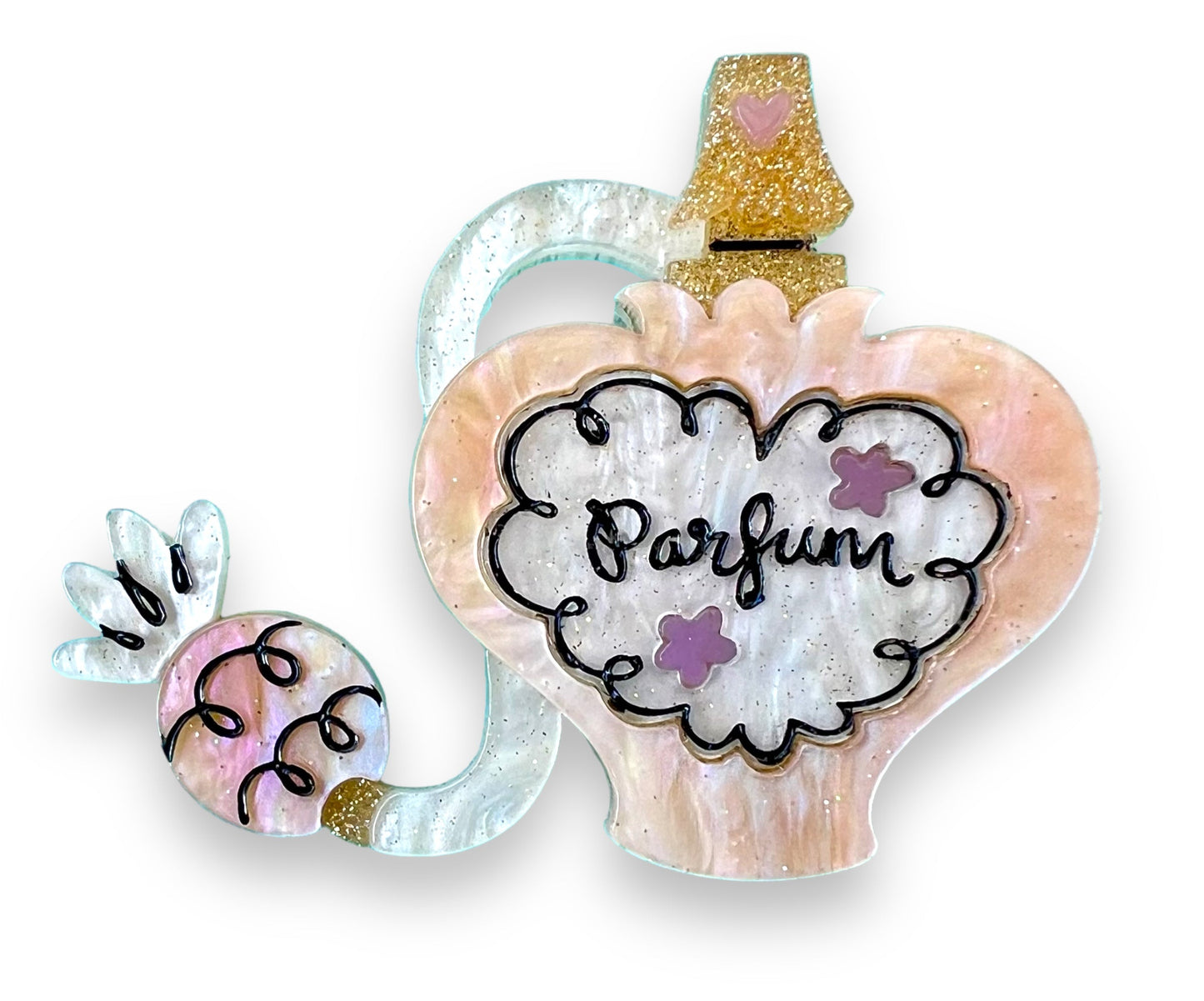 Glamour in a Bottle Brooch -PEACH by Asia Ellington x Lipstick & Chrome