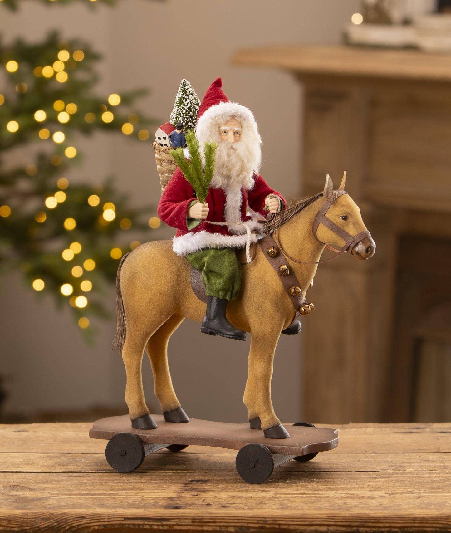Santa Riding Horse Pull Toy by Bethany Lowe Quirks!