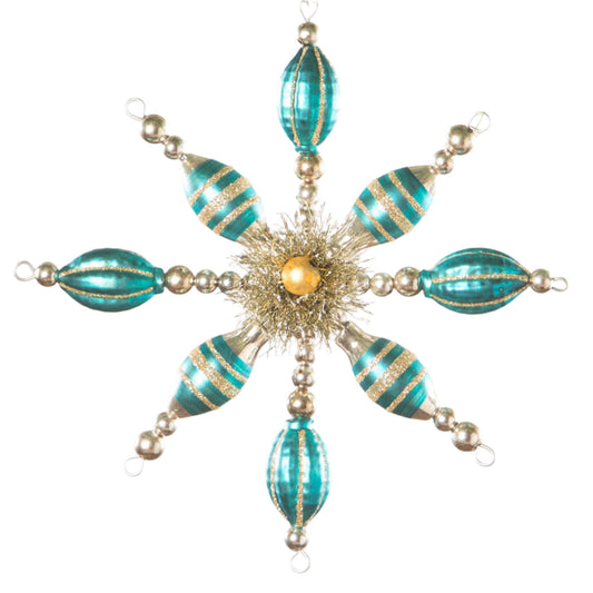 Turquoise Glass & Tinsel Starburst Ornament Quirks!