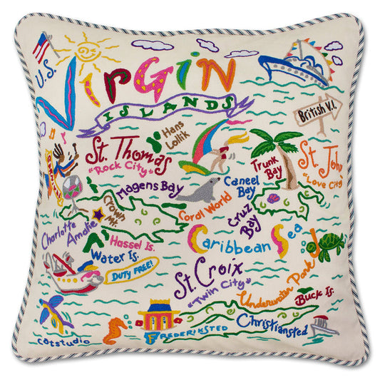 Virgin Islands Hand-Embroidered Pillow Quirks!