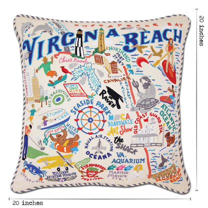 Virginia Beach Hand-Embroidered Pillow by CatStudio Quirks!