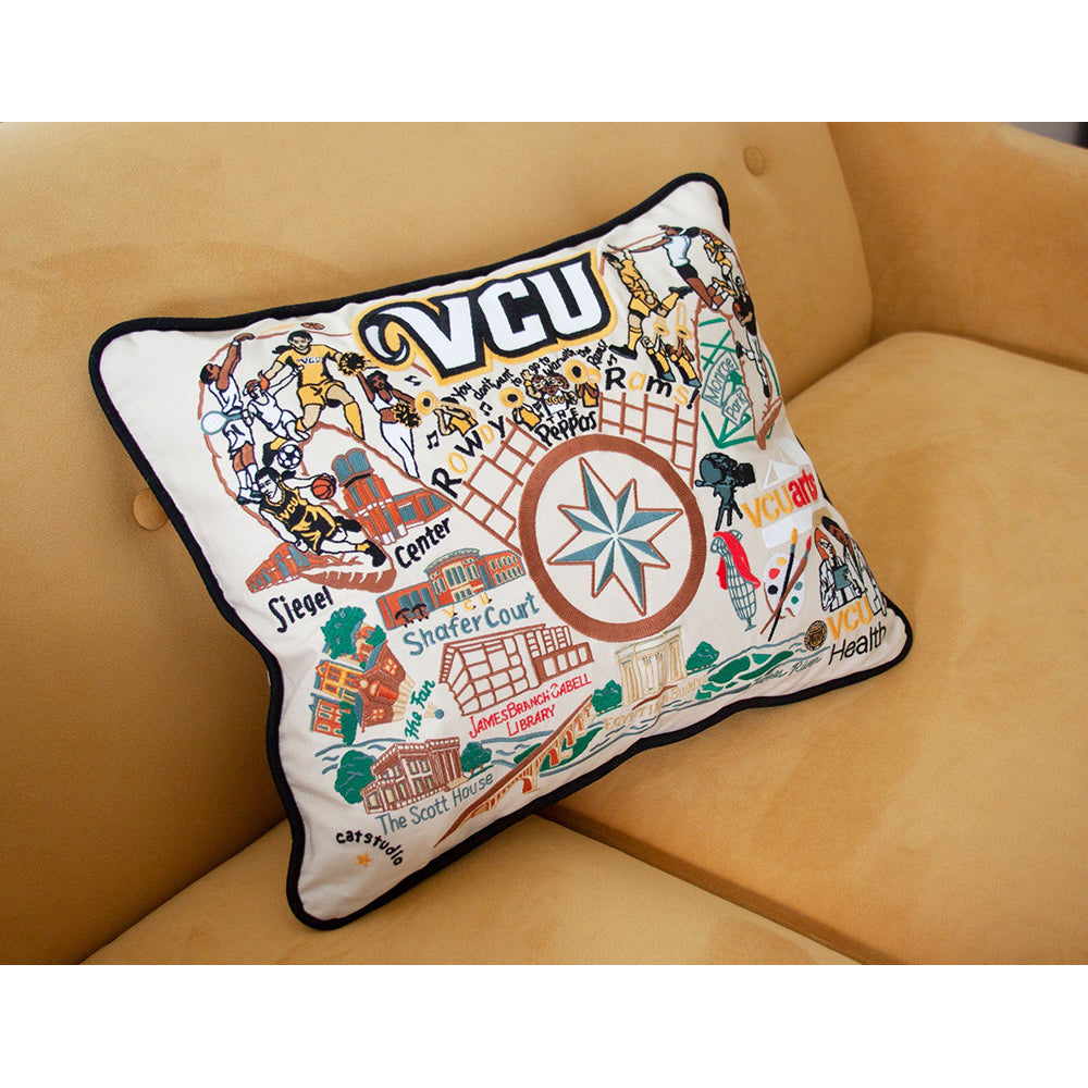 Virginia Commonwealth University (VCU) Collegiate Embroidered Pillow by Cat Studio Quirks!