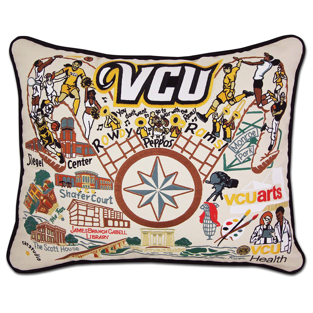 Virginia Commonwealth University (VCU) Collegiate Embroidered Pillow by Cat Studio Quirks!