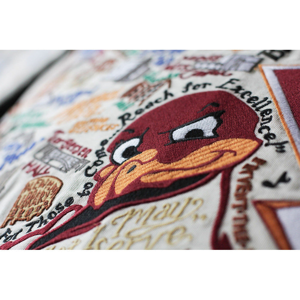 Virginia Tech Collegiate Hand-Embroidered Pillow Quirks!