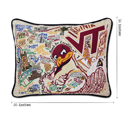 Virginia Tech Collegiate Hand-Embroidered Pillow Quirks!