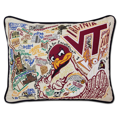 Virginia Tech Collegiate Hand-Embroidered Pillow Quirks!