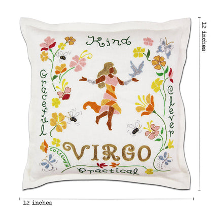 Virgo Astrology Hand-Embroidered Pillow by Cat Studio Quirks!