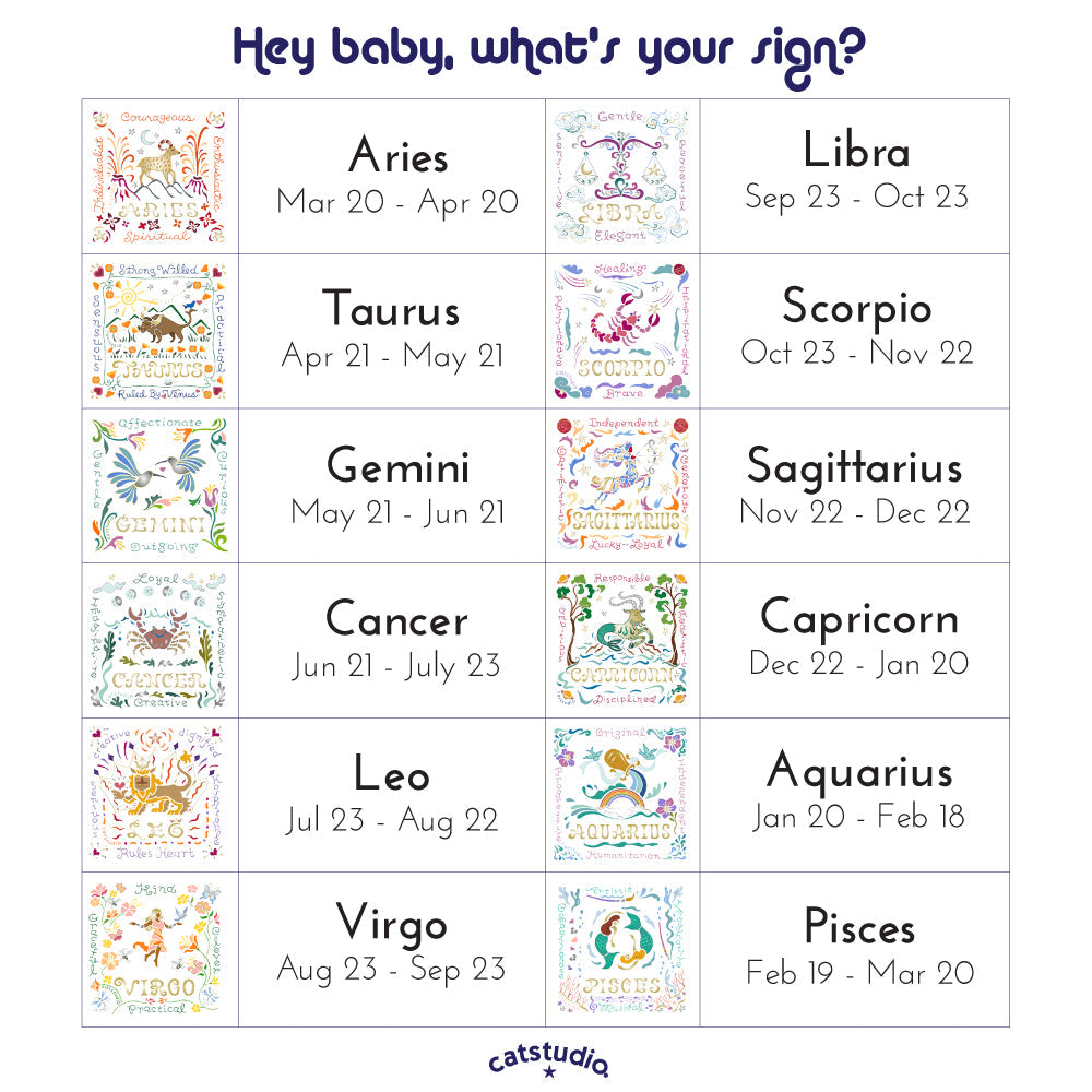 Virgo Astrology Hand-Embroidered Pillow by Cat Studio Quirks!