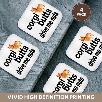 3dRose EvaDane - Funny Quotes - Corgi butts drive me nuts - Coasters (cst_172000) - Creative Freedom Collective
