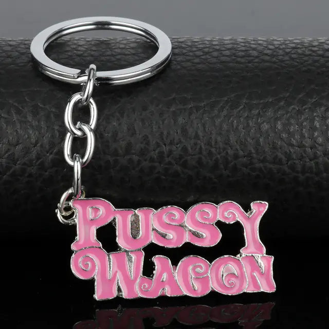 PUSSY WAGON Keychain with Letter Design