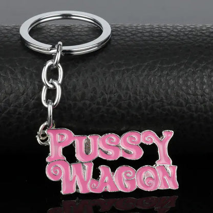 PUSSY WAGON Keychain with Letter Design
