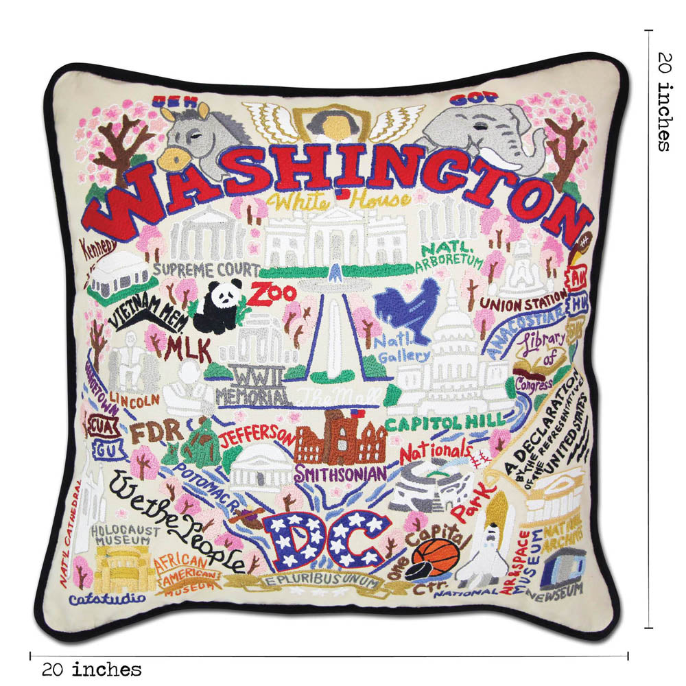 Washington DC Hand-Embroidered Pillow by CatStudio Quirks!
