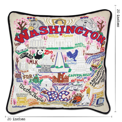 Washington DC Hand-Embroidered Pillow by CatStudio Quirks!