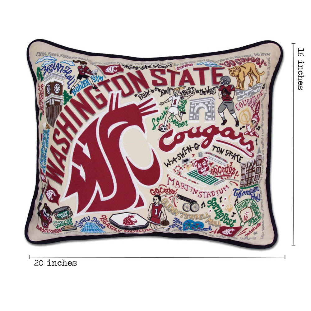 Washington State University Collegiate Embroidered Pillow by CatStudio Quirks!