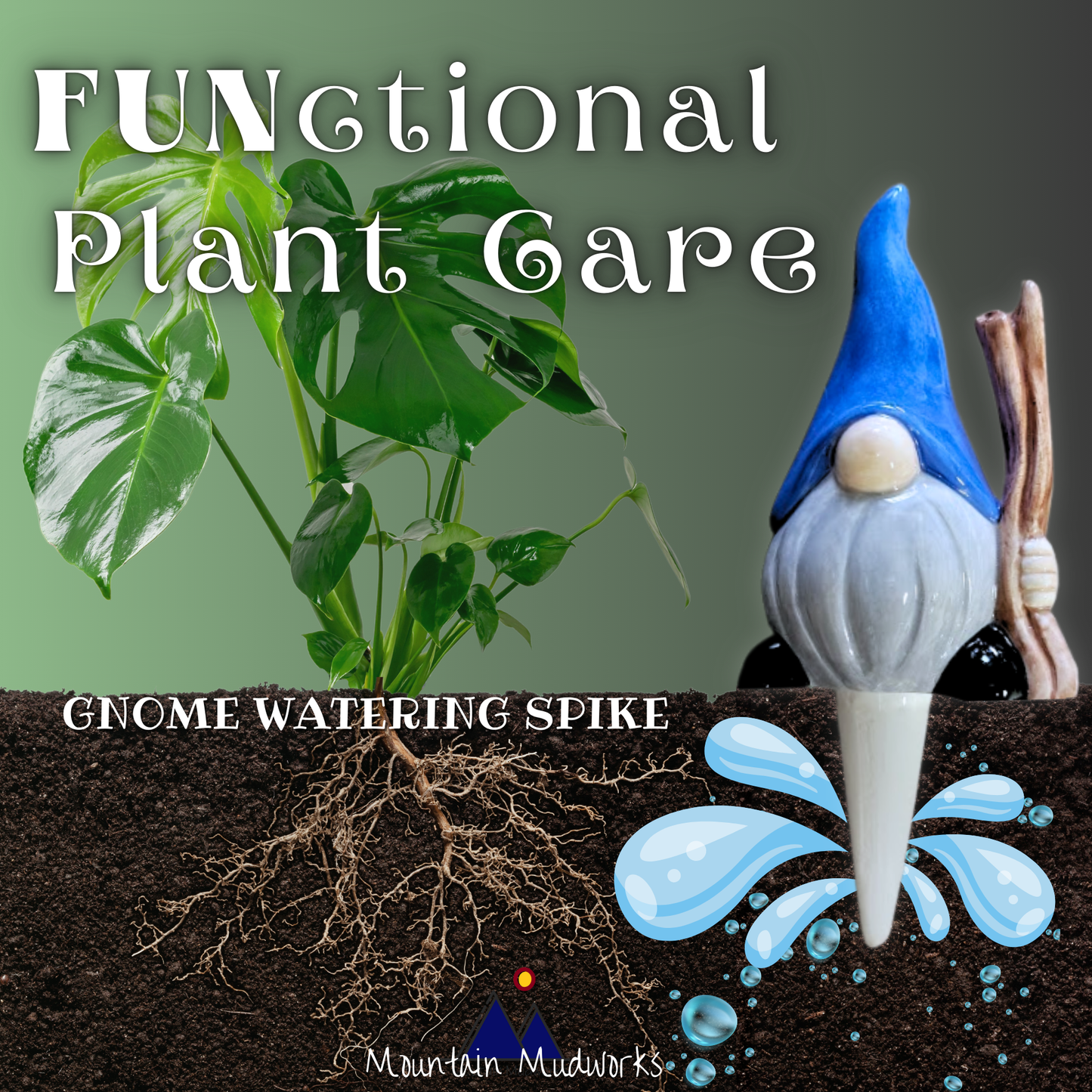 Hiking Gnome Watering Spike Mountain Mudworks